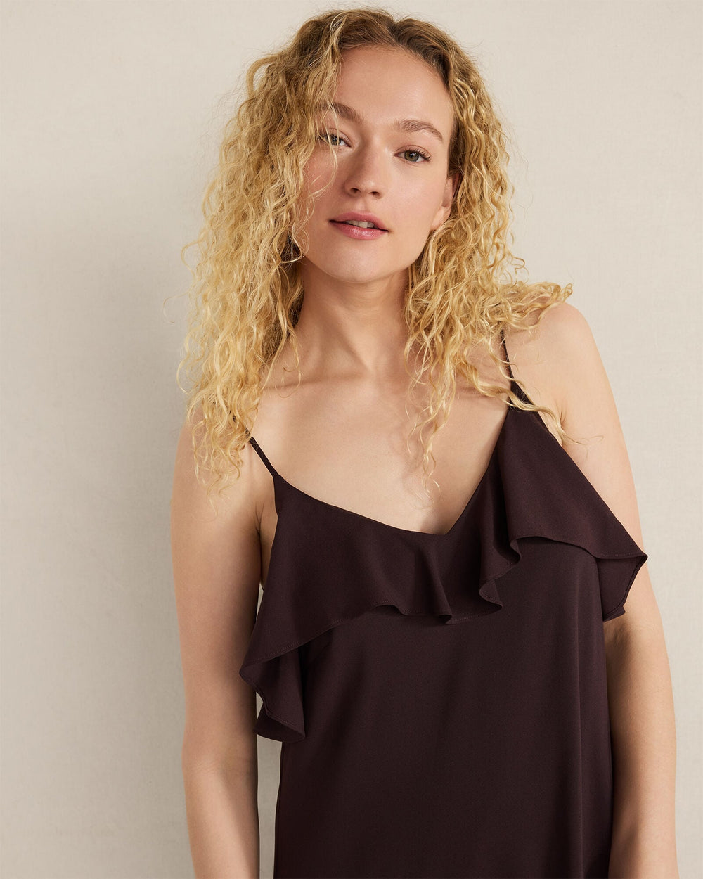 BLACKCURRANT|COLORADO CLAY GEORGETTE FLOUNCE MAXI DRESS | Talbots discount