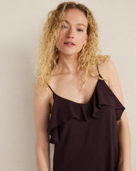 BLACKCURRANT|COLORADO CLAY GEORGETTE FLOUNCE MAXI DRESS | Talbots discount