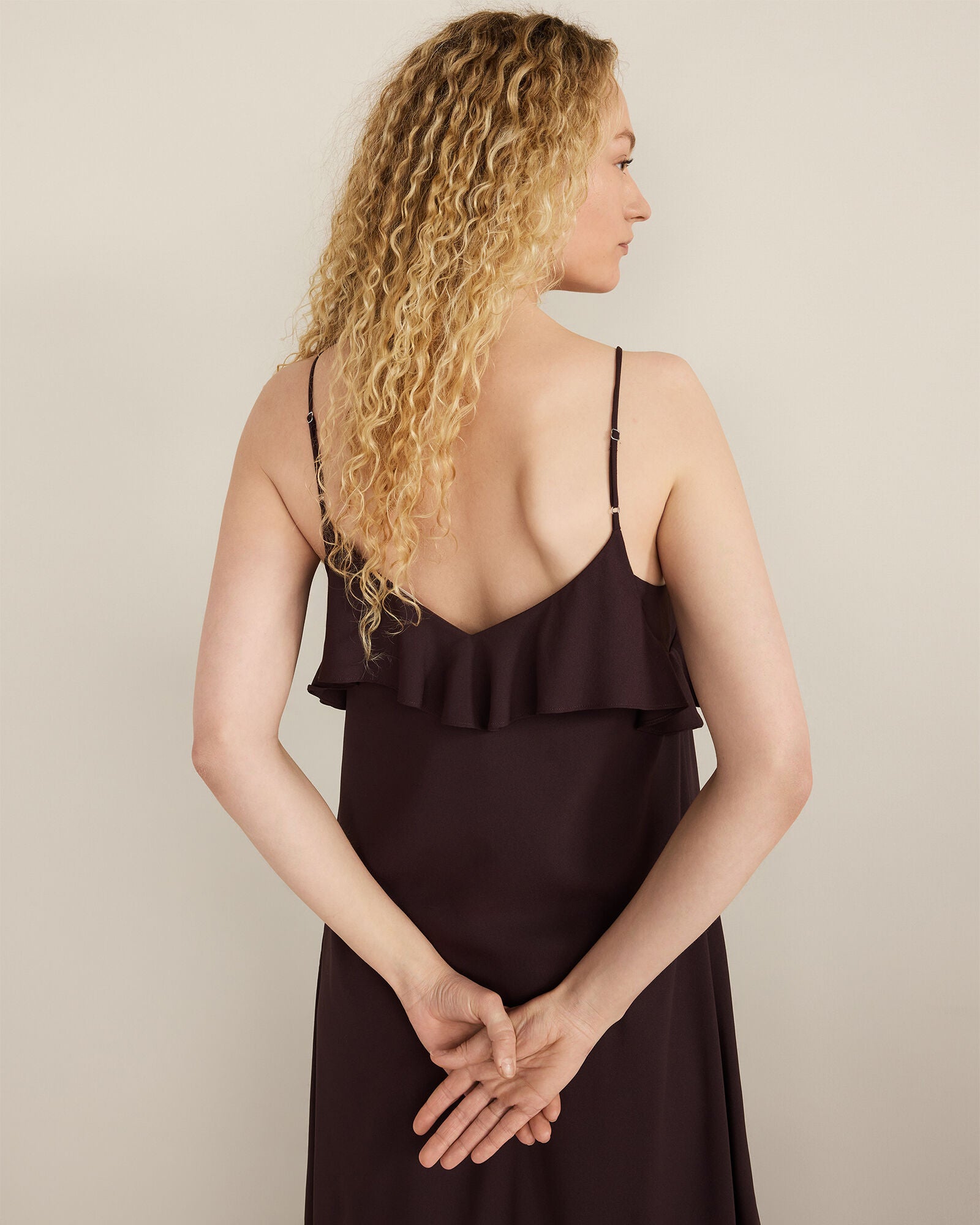 BLACKCURRANT|COLORADO CLAY GEORGETTE FLOUNCE MAXI DRESS | Talbots discount