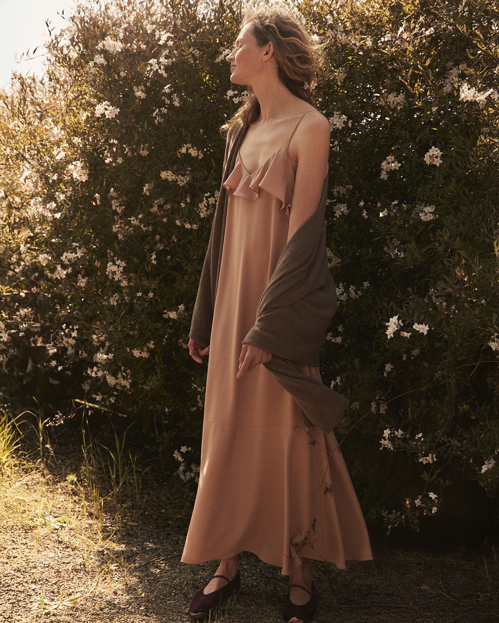 BLACKCURRANT|COLORADO CLAY GEORGETTE FLOUNCE MAXI DRESS | Talbots discount
