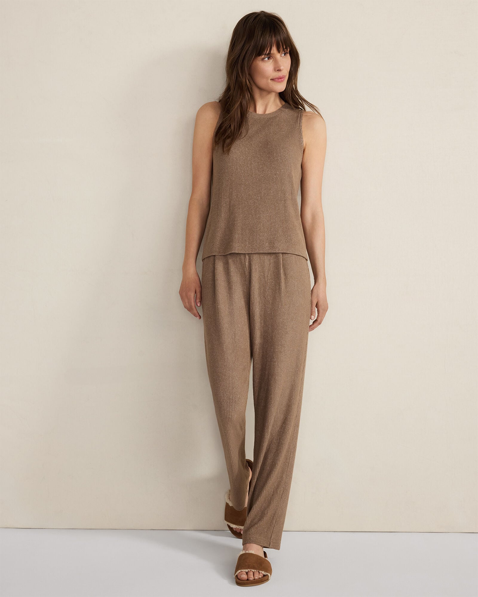 DRIFTWOOD|ENOKI HTHR BRUSHED RIB KNIT TAPERED PANTS | Talbots outlet