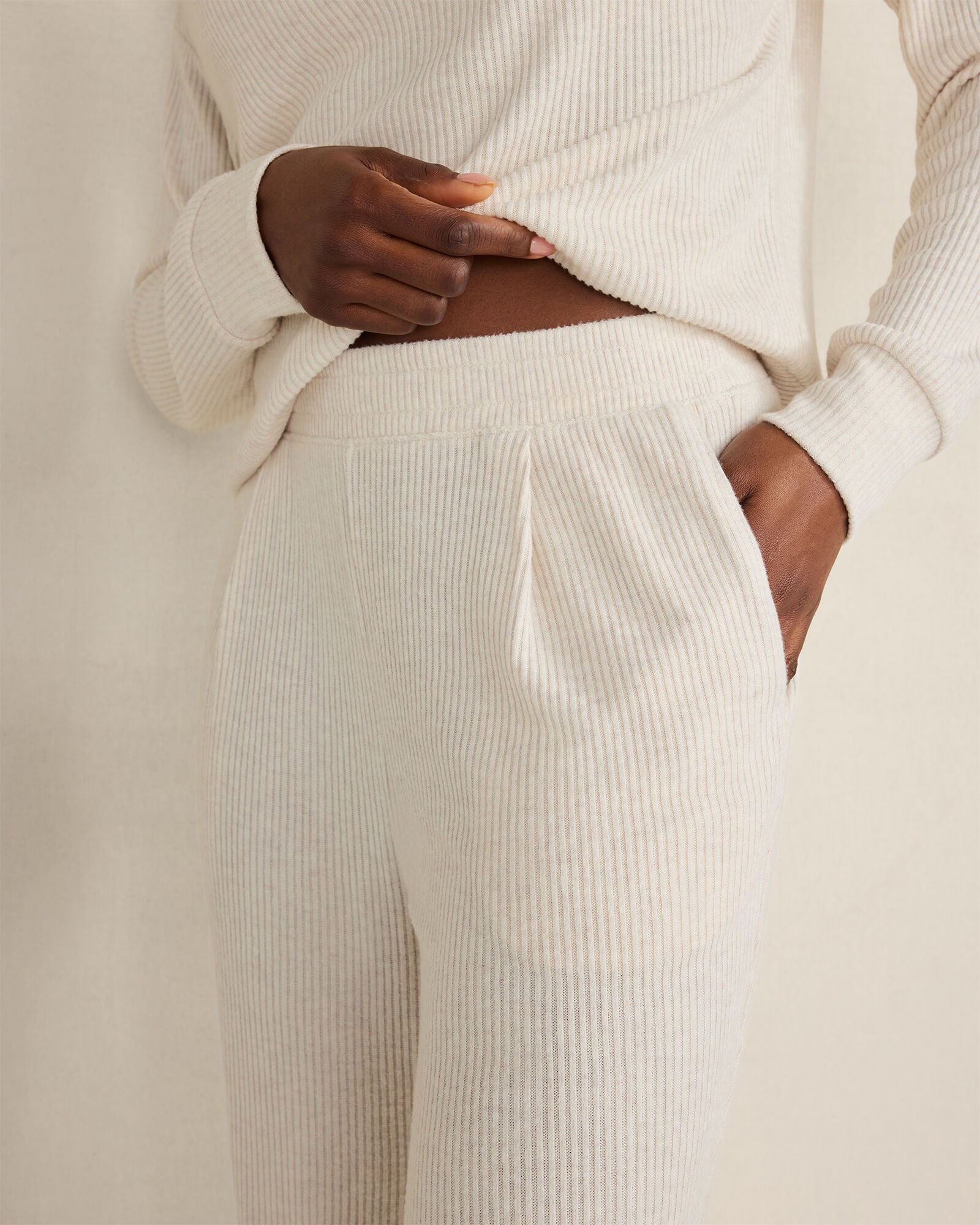 DRIFTWOOD|ENOKI HTHR BRUSHED RIB KNIT TAPERED PANTS | Talbots outlet