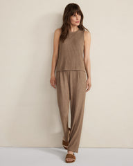 DRIFTWOOD|ENOKI HTHR BRUSHED RIB KNIT TAPERED PANTS | Talbots outlet