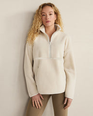 BLACKCURRANT|FULL MOON FAUX SHERPA HALF ZIP PULLOVER | Talbots on sale