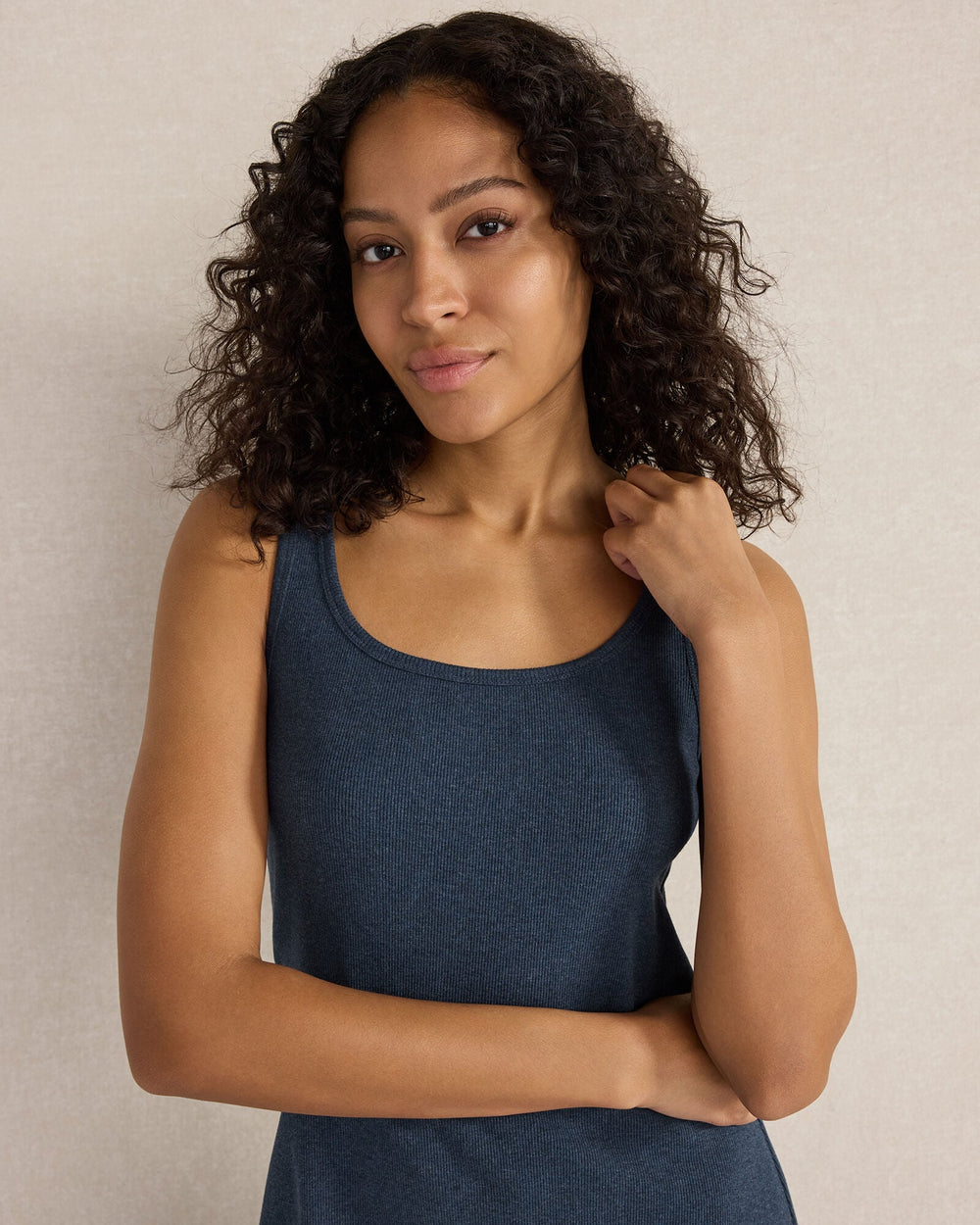 TWILIGHT HTHR ORGANIC COTTON RIB KNIT MIDI DRESS | Talbots US