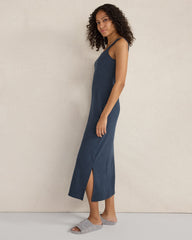 TWILIGHT HTHR ORGANIC COTTON RIB KNIT MIDI DRESS | Talbots US