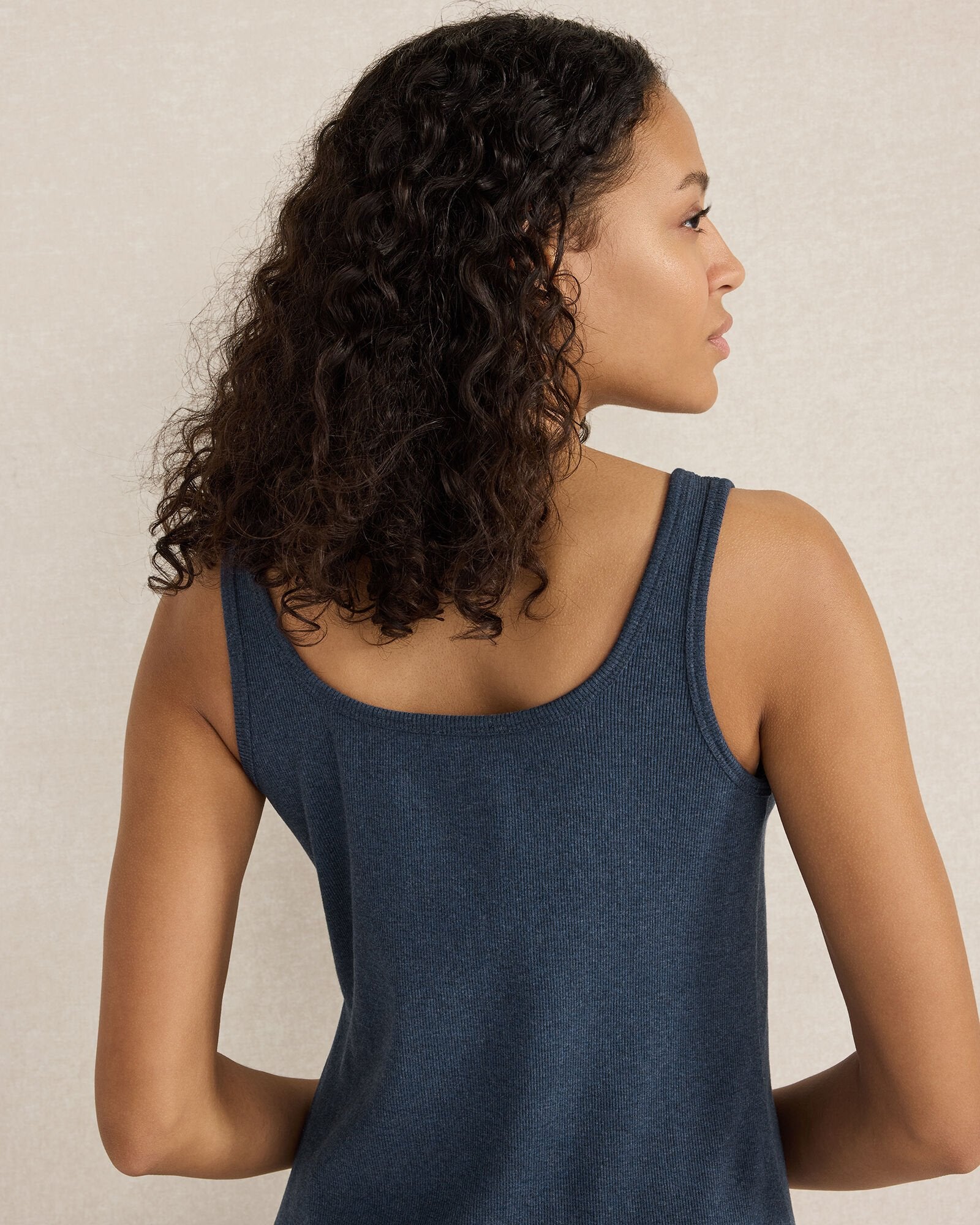TWILIGHT HTHR ORGANIC COTTON RIB KNIT MIDI DRESS | Talbots US