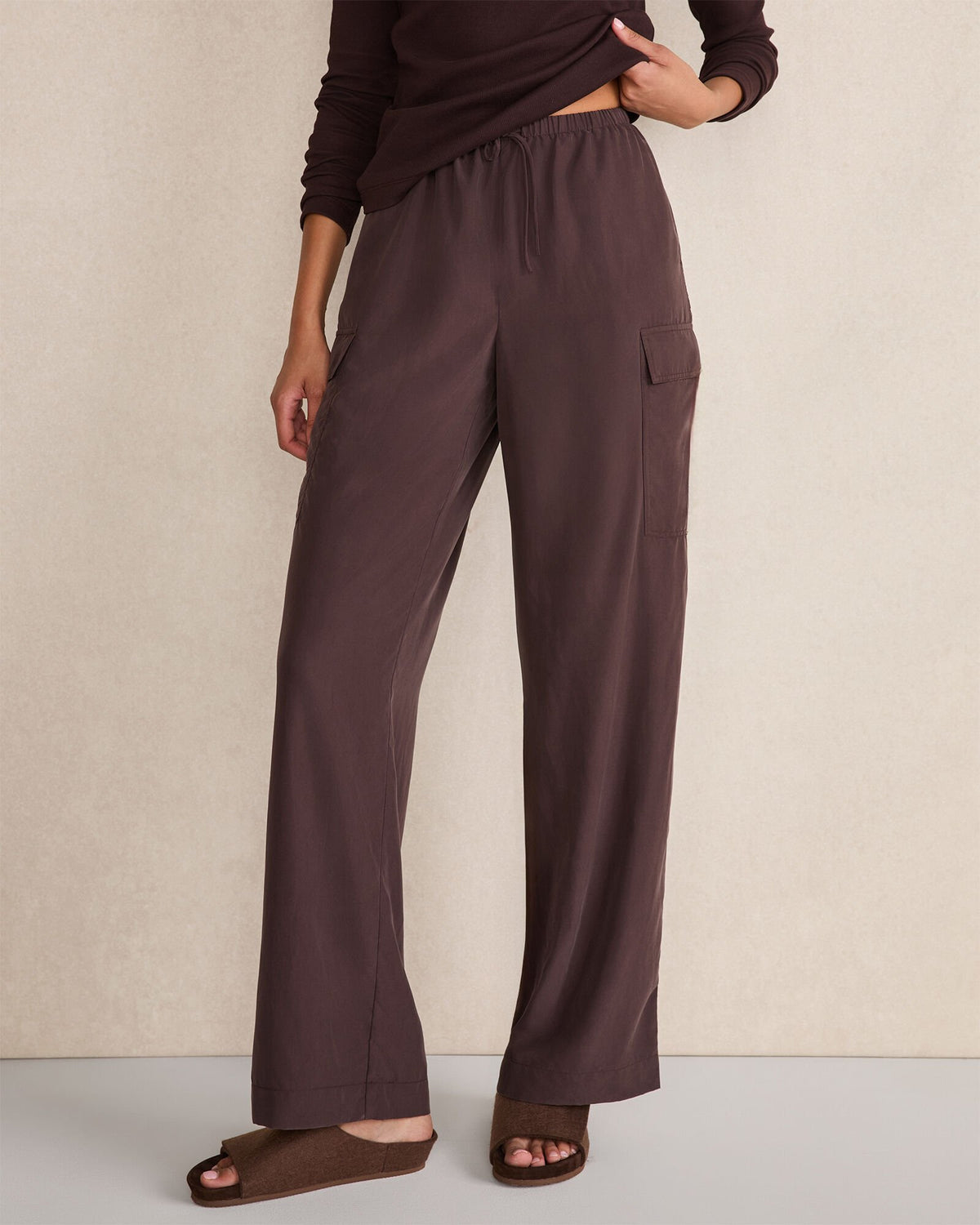 BLACKCURRANT|TULE FOG DRAPEY MODAL CARGO PANTS | Talbots US