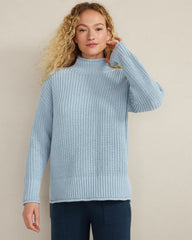 BLACK|IVORY|LAKE|NORTH SEA|ROPE|COLORADO CLAY|LILAC MAUVE|SEA MIST|STREAM|TULE FOG ORGANIC COTTON SHAKER STITCH ROLL NECK SWEATER | Talbots on sale