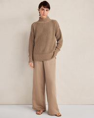 BLACK|IVORY|LAKE|NORTH SEA|ROPE|LILAC MAUVE|SEA MIST|STREAM ORGANIC COTTON SHAKER STITCH ROLL NECK SWEATER | Talbots discount
