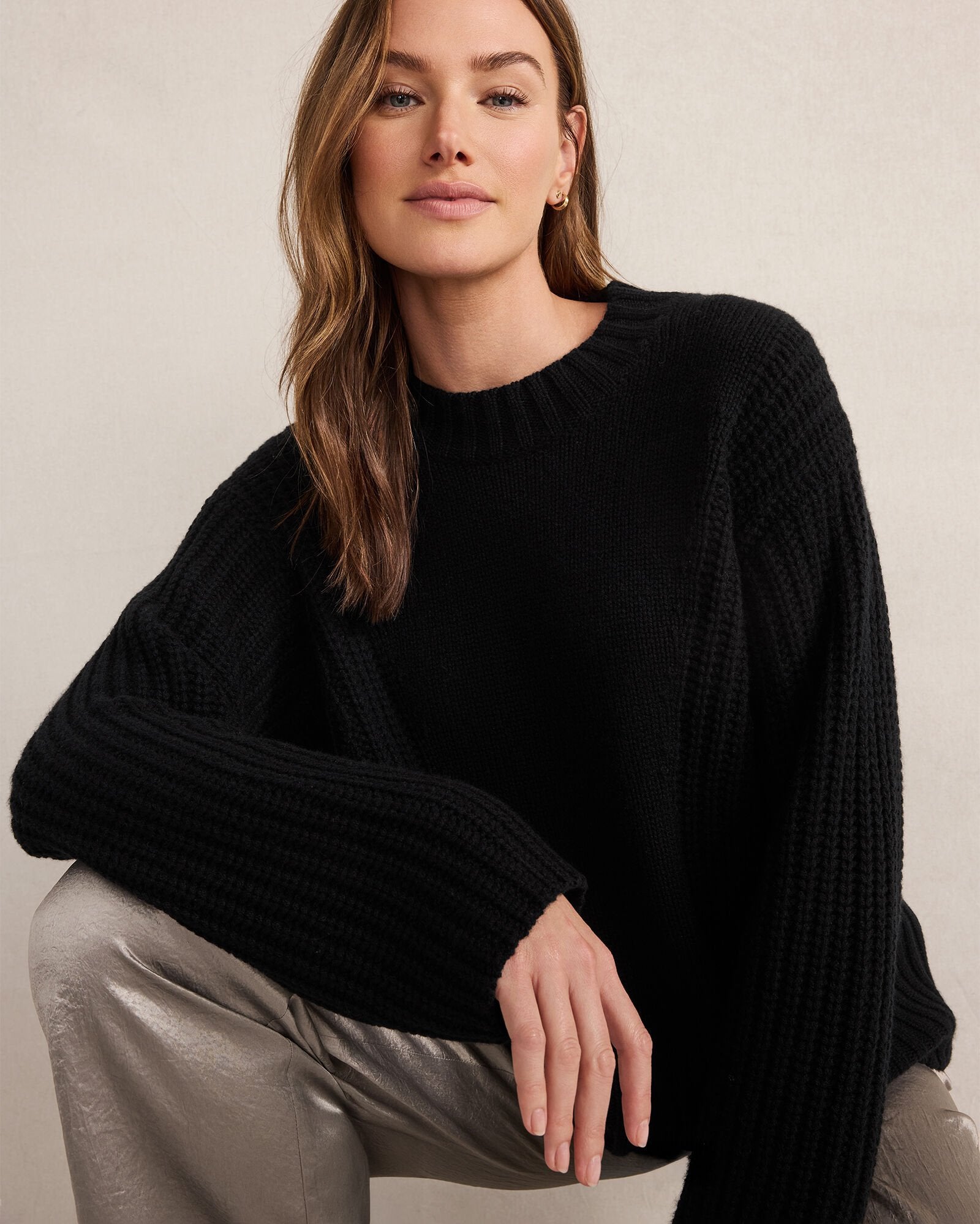 BLACK|BURGUNDY BERRY|WHITE SAND CASHMERE CREWNECK SWEATER | Talbots outlet