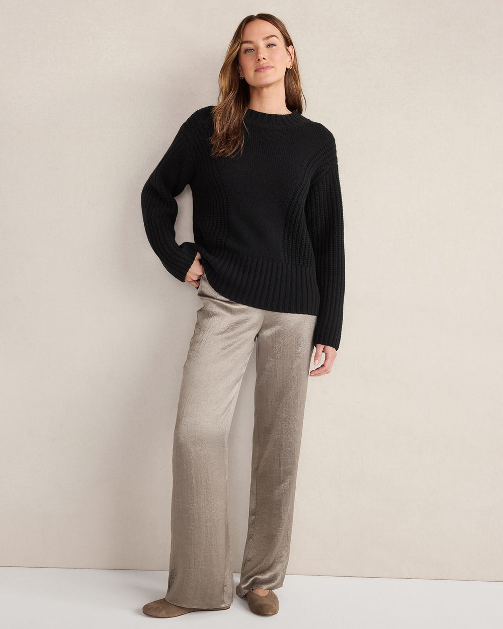 BLACK|BURGUNDY BERRY|WHITE SAND CASHMERE CREWNECK SWEATER | Talbots outlet
