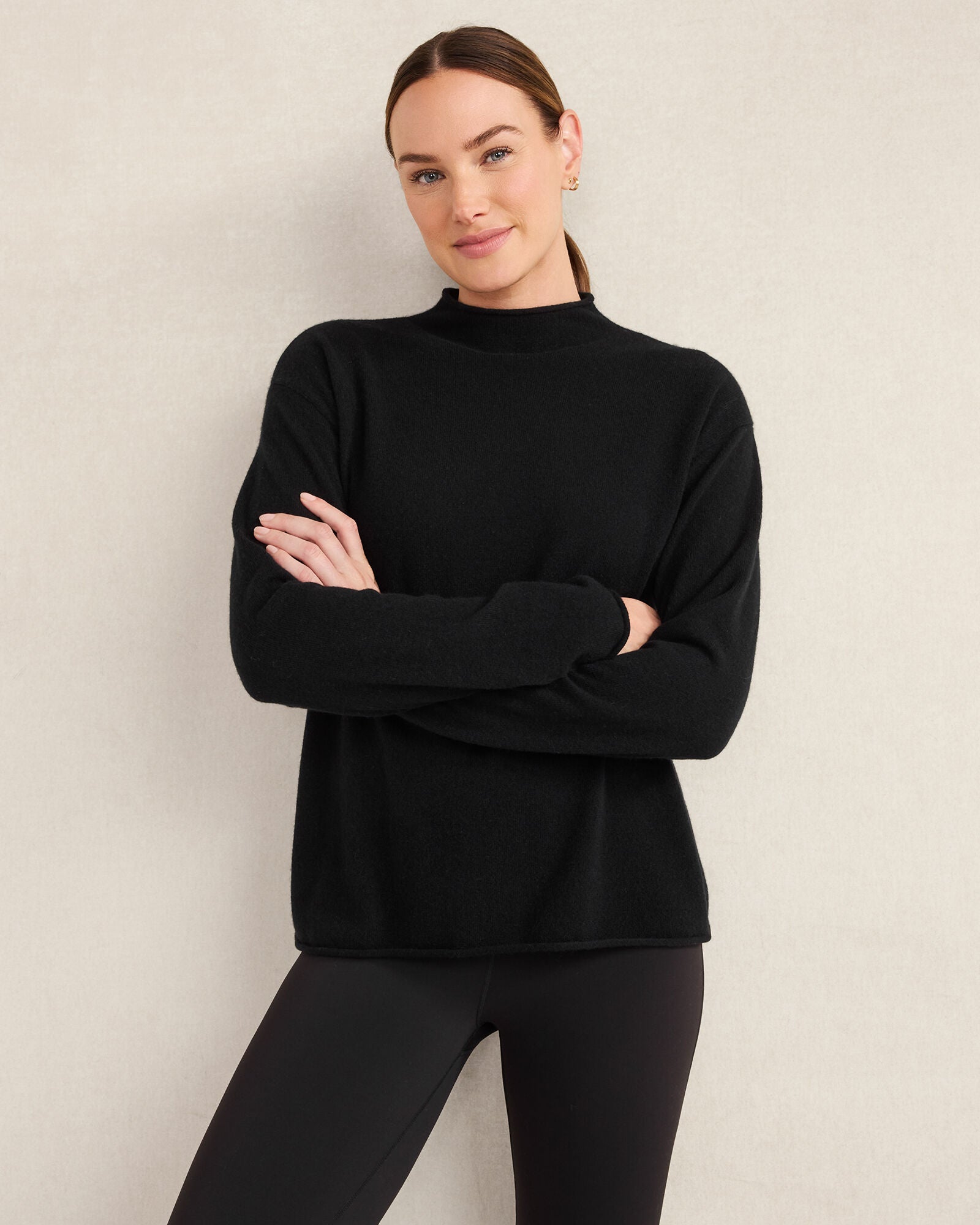 BLACK|FRESH CREAM|LIGHT SLATE HTHR CASHMERE MOCKNECK SWEATER | Talbots sale