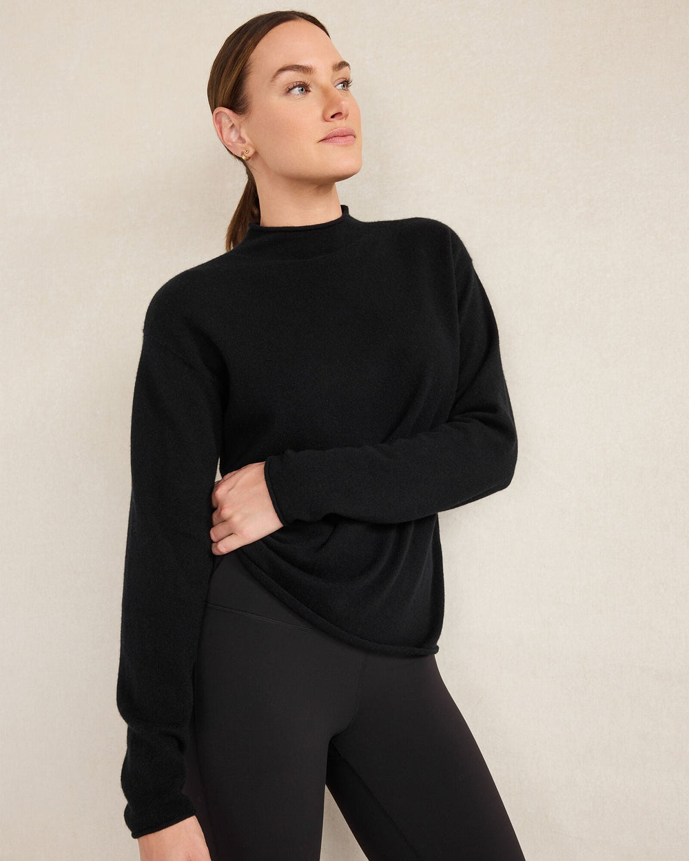 BLACK|FRESH CREAM|LIGHT SLATE HTHR CASHMERE MOCKNECK SWEATER | Talbots sale