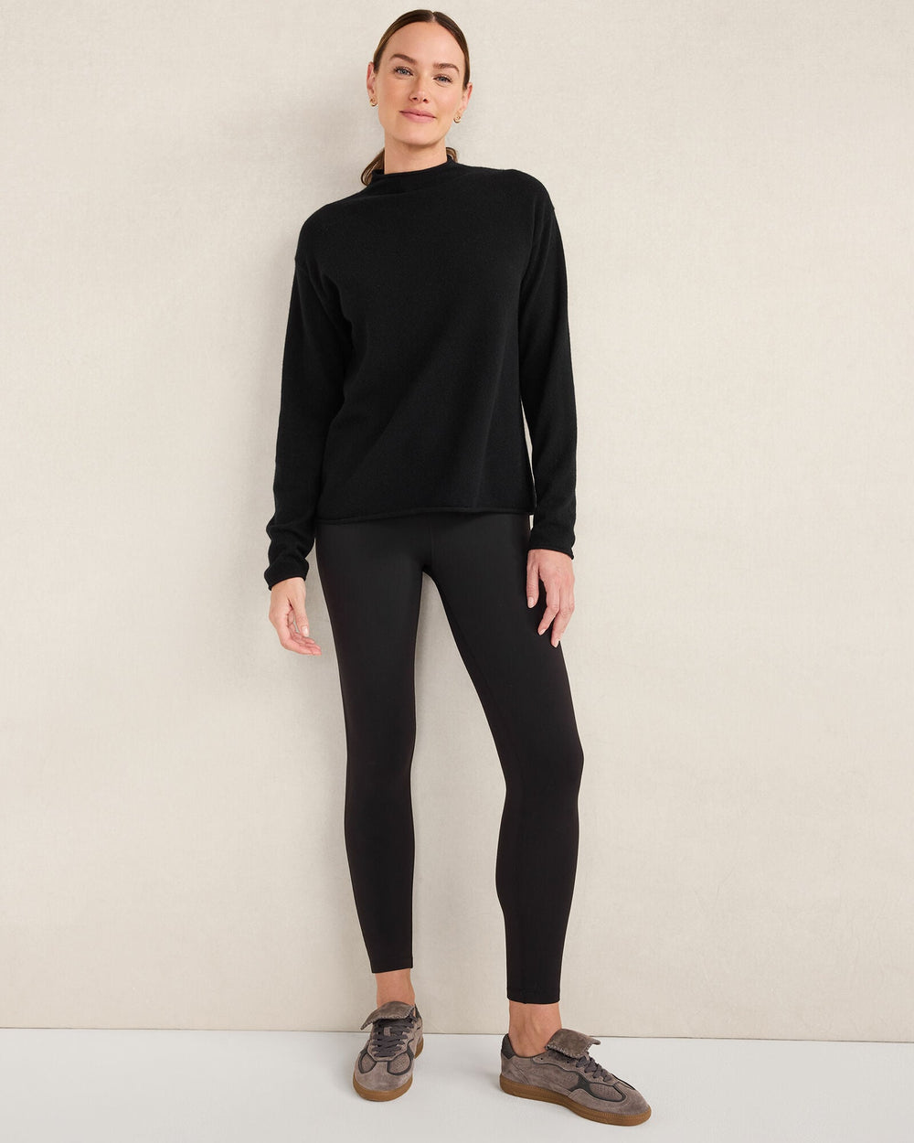 BLACK|FRESH CREAM|LIGHT SLATE HTHR CASHMERE MOCKNECK SWEATER | Talbots sale
