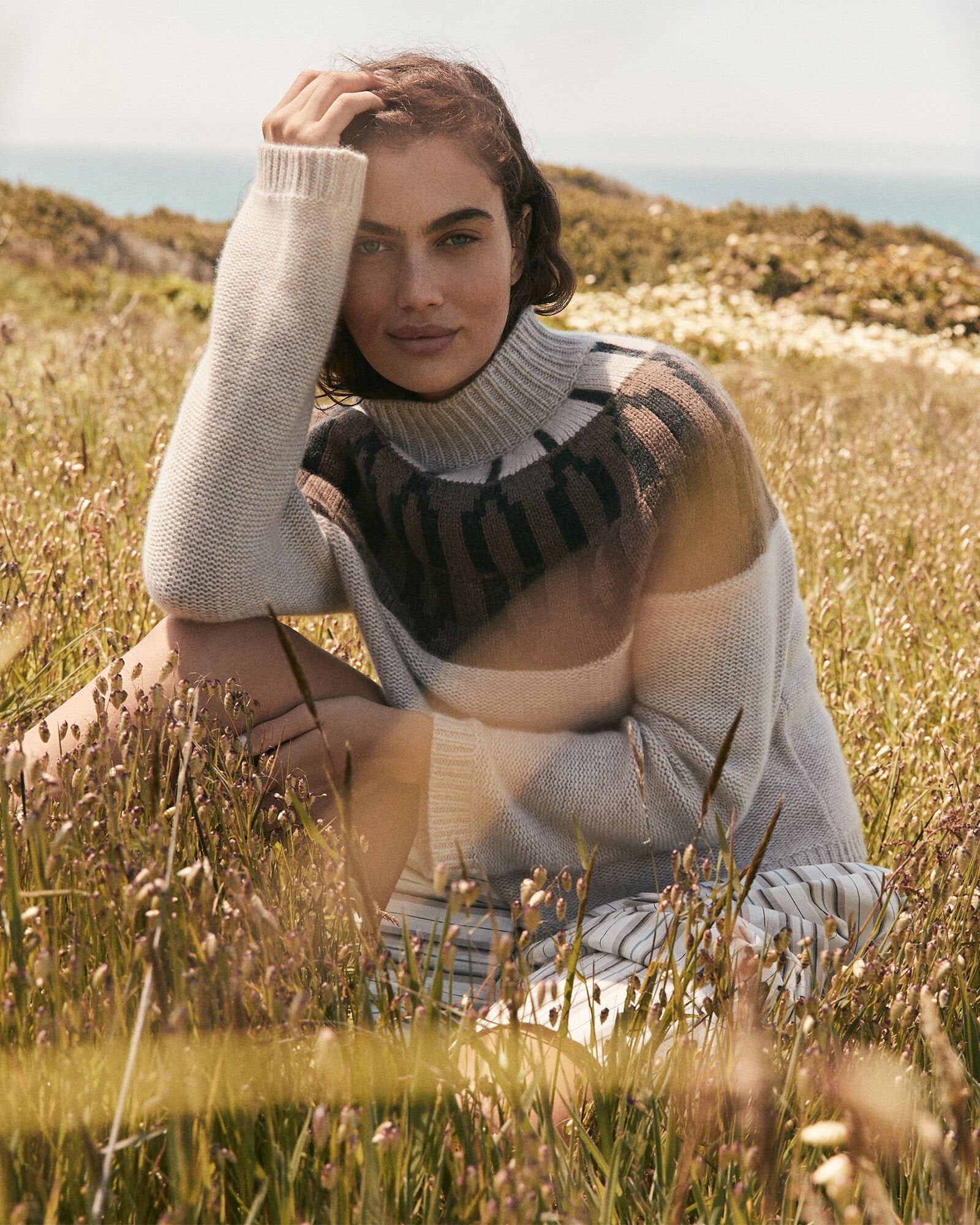 MESA HEATHER CASHMERE FAIRISLE MOCK NECK SWEATER | Talbots US