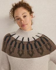 MESA HEATHER CASHMERE FAIRISLE MOCK NECK SWEATER | Talbots US