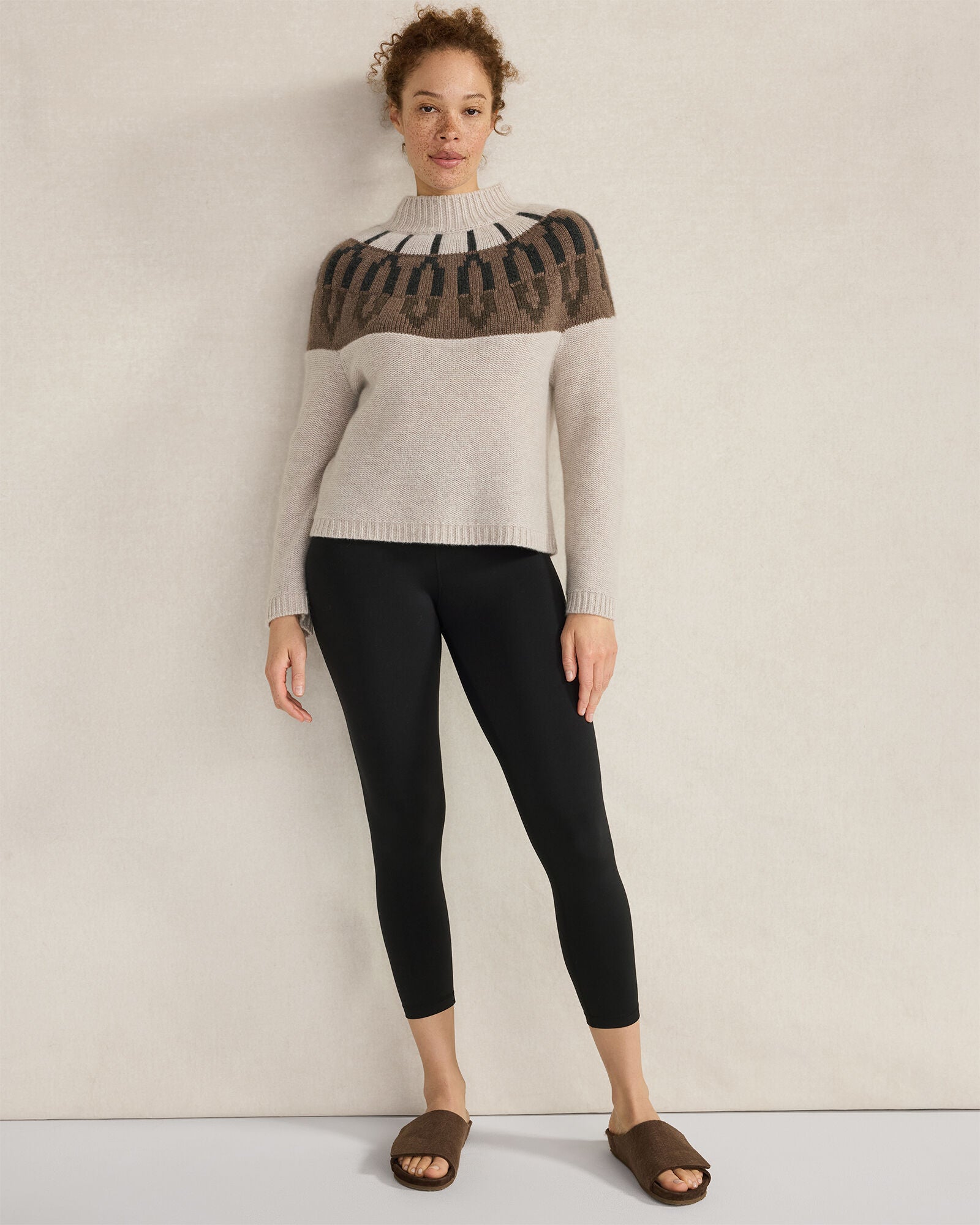 MESA HEATHER CASHMERE FAIRISLE MOCK NECK SWEATER | Talbots US
