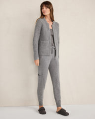 BLACKCURRANT HTHR|MEDIUM GREY HTHR|WHITE SAND CASHMERE ZIP FRONT BOMBER JACKET | Talbots on sale
