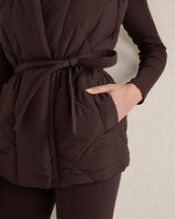 BLACKCURRANT QUILTED PUFFER BELTED VEST | Talbots US