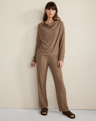 DRIFTWOOD|ENOKI HTHR BRUSHED RIB KNIT DRAPE NECK TOP | Talbots US
