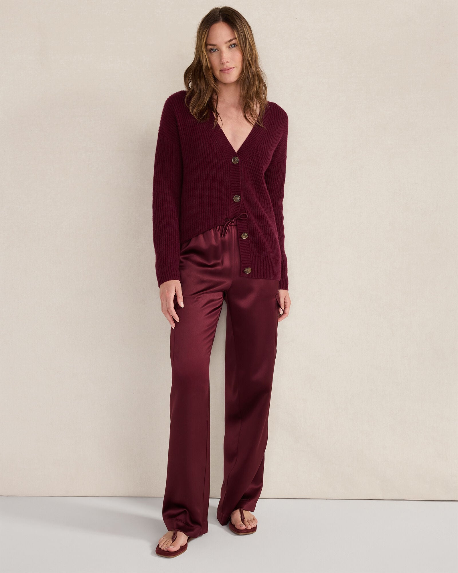 BURGUNDY BERRY|NIGHTENGALE LUXE SILK CARGO PANTS | Talbots discount