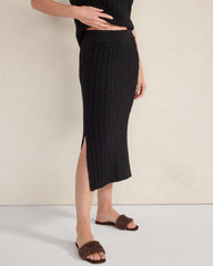 BLACK|IVORY ORGANIC COTTON BLEND CABLE MIDI SKIRT | Talbots near me