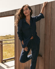 DELAVE NAVY THE DAILY SHIRT IN LINEN | Talbots for sale