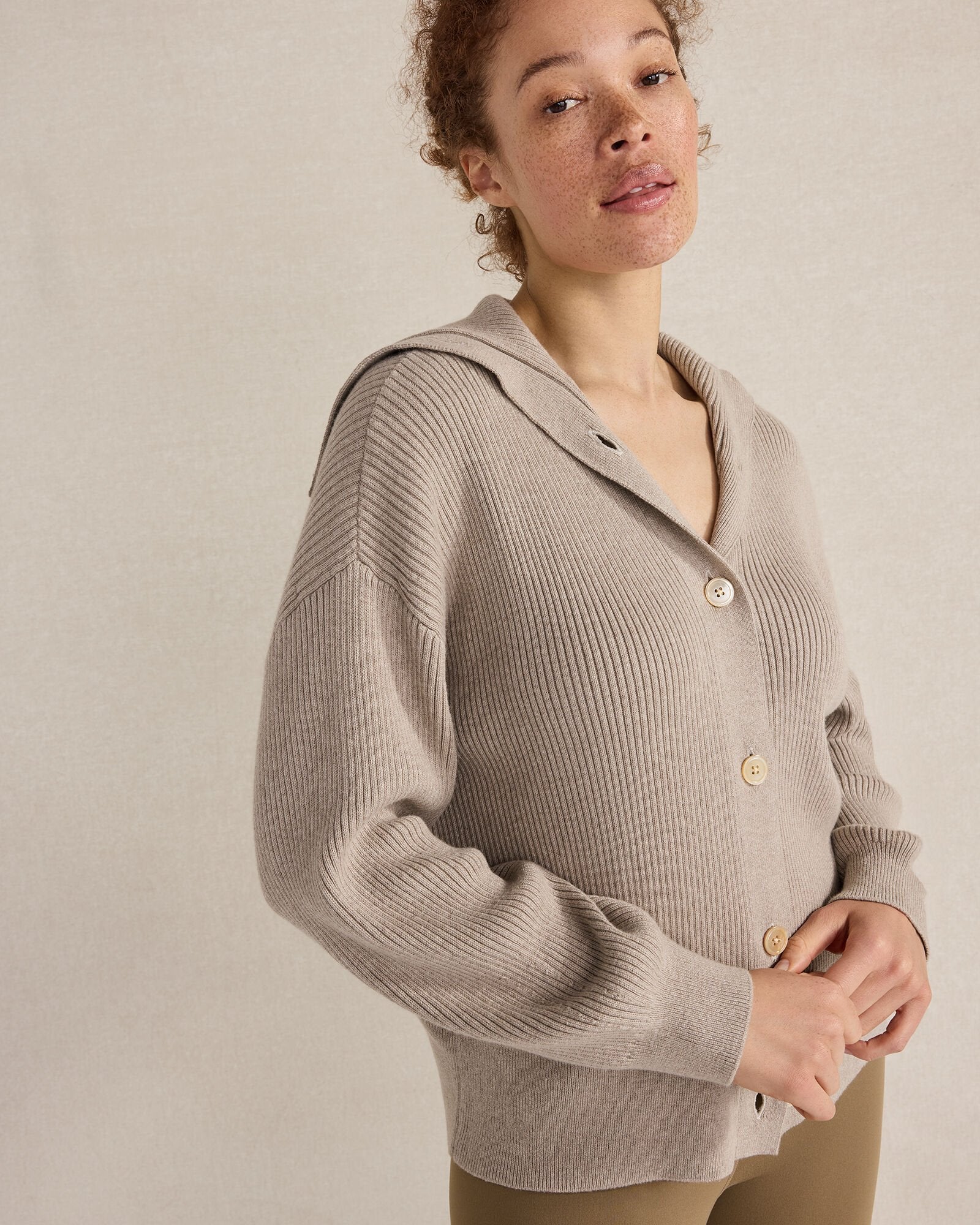 IVORY|TULE FOG HTHR ORGANIC COTTON CASHMERE CARDIGAN | Talbots online