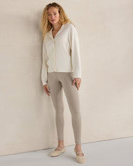 IVORY|TULE FOG HTHR ORGANIC COTTON CASHMERE CARDIGAN | Talbots online