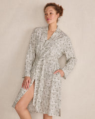 IVORY/OLIVE ANIMAL DOT ORGANIC COTTON JERSEY ANIMAL DOT ROBE | Talbots outlet