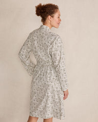 IVORY/OLIVE ANIMAL DOT ORGANIC COTTON JERSEY ANIMAL DOT ROBE | Talbots outlet