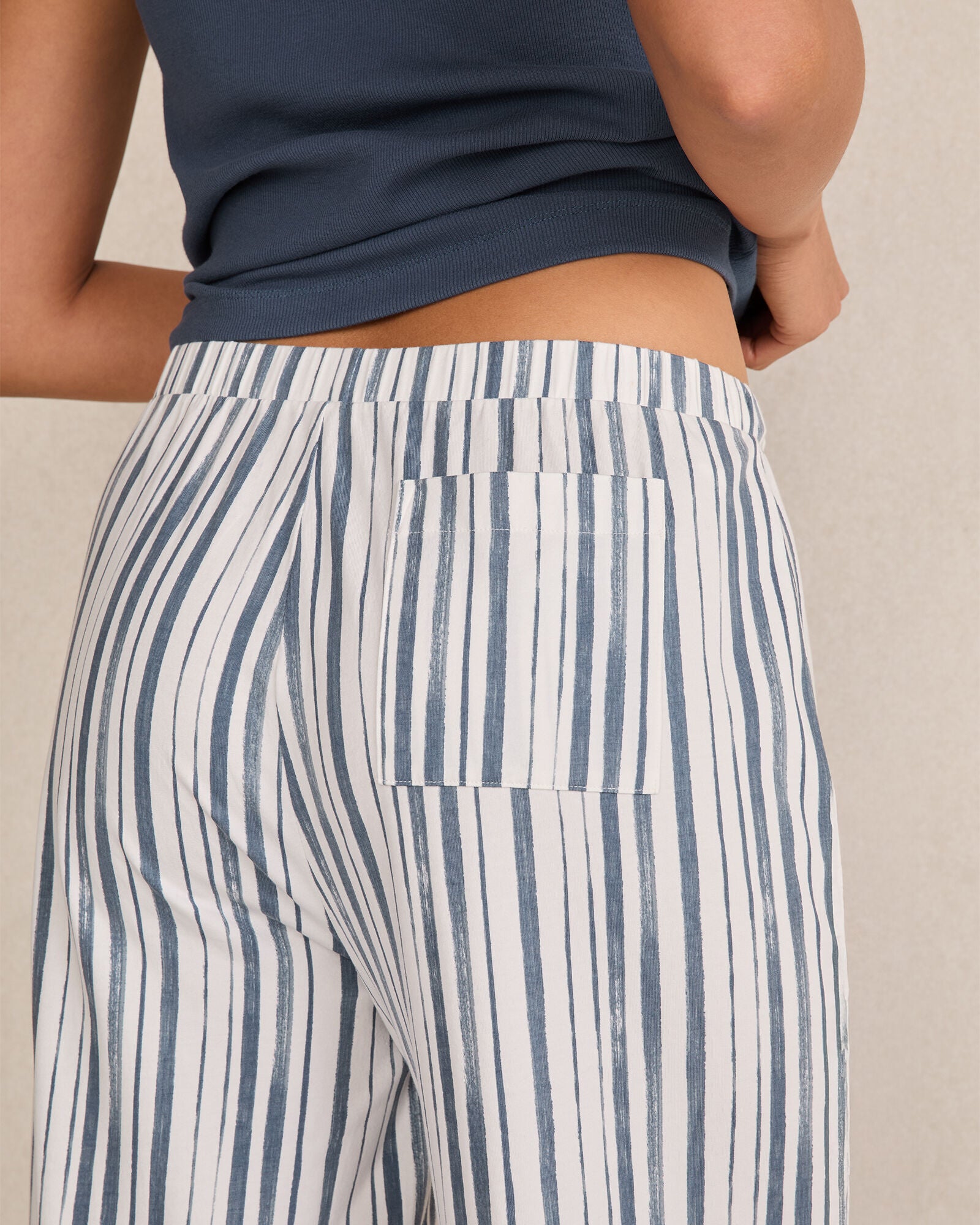 IVORY/INDIGO STRIPE ORGANIC COTTON JERSEY PAINTED STRIPE PAJAMA PANTS | Talbots near me