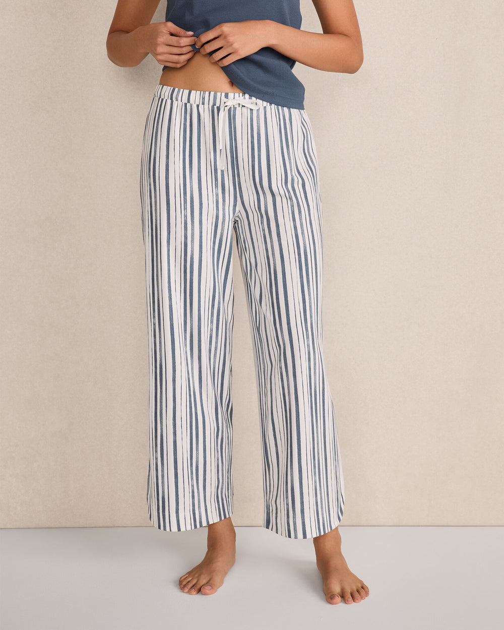 IVORY/INDIGO STRIPE ORGANIC COTTON JERSEY PAINTED STRIPE PAJAMA PANTS | Talbots near me