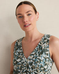 OVERLAPPING FLORAL ORGANIC COTTON GAUZE FLORAL CHEMISE | Talbots sale