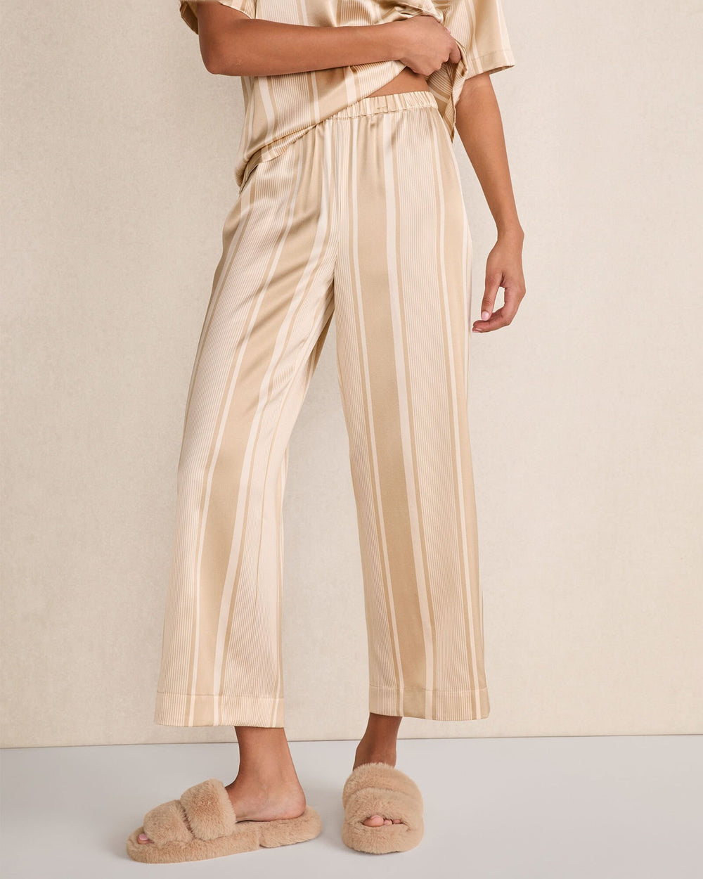 ENOKI MULTI STRIPE WASHABLE SILK STRIPE CROPPED WIDE LEG PANTS | Talbots online