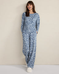 INDIGO FOURRURE PRINT ORGANIC COTTON JERSEY WAVE PAJAMA SHIRT | Talbots near me