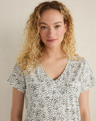 IVORY/OLIVE ANIMAL DOT ORGANIC COTTON JERSEY ANIMAL DOT SLEEP DRESS | Talbots online