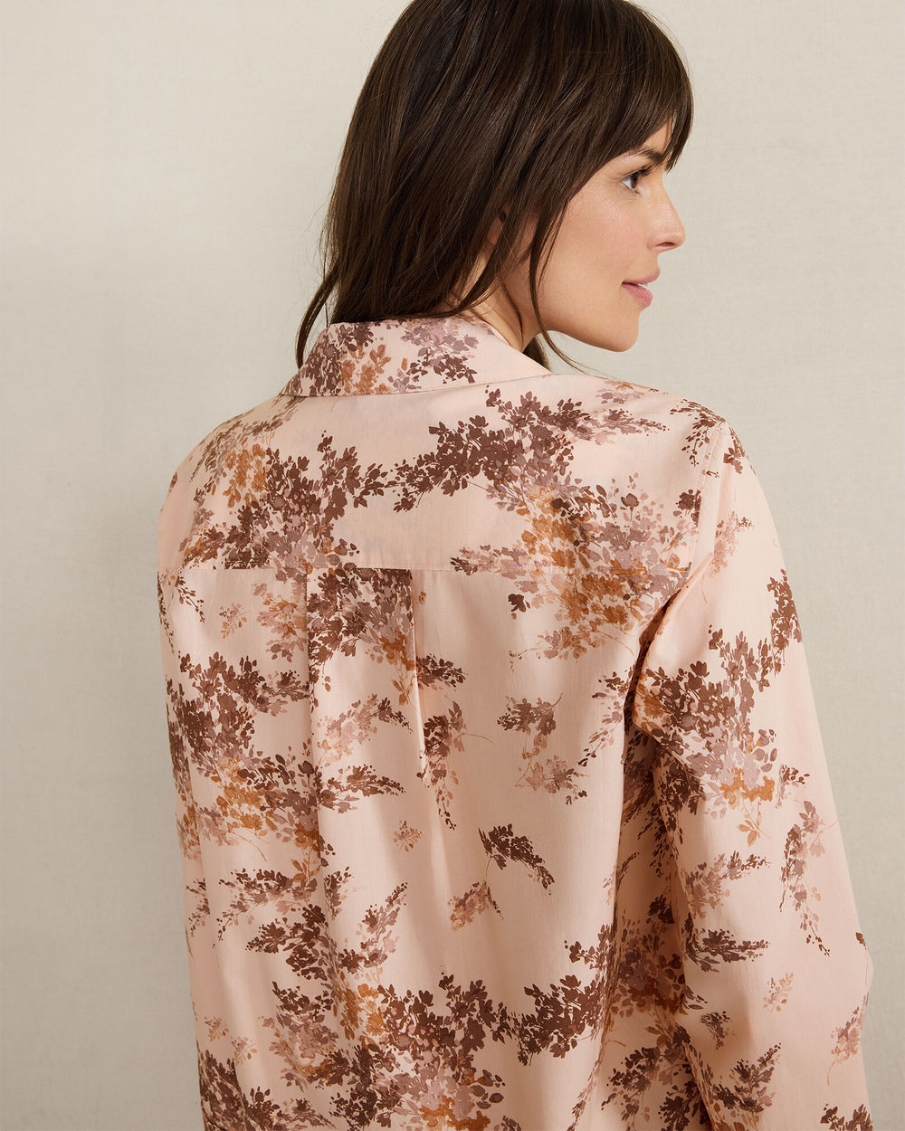 CHAMPAGNE ROSE FLORAL ORGANIC COTTON POPLIN PAINTED ROSE PAJAMA TOP | Talbots discount