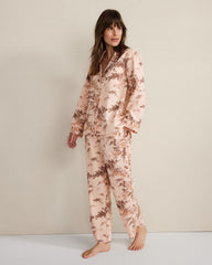 CHAMPAGNE ROSE FLORAL ORGANIC COTTON POPLIN PAINTED ROSE PAJAMA TOP | Talbots discount