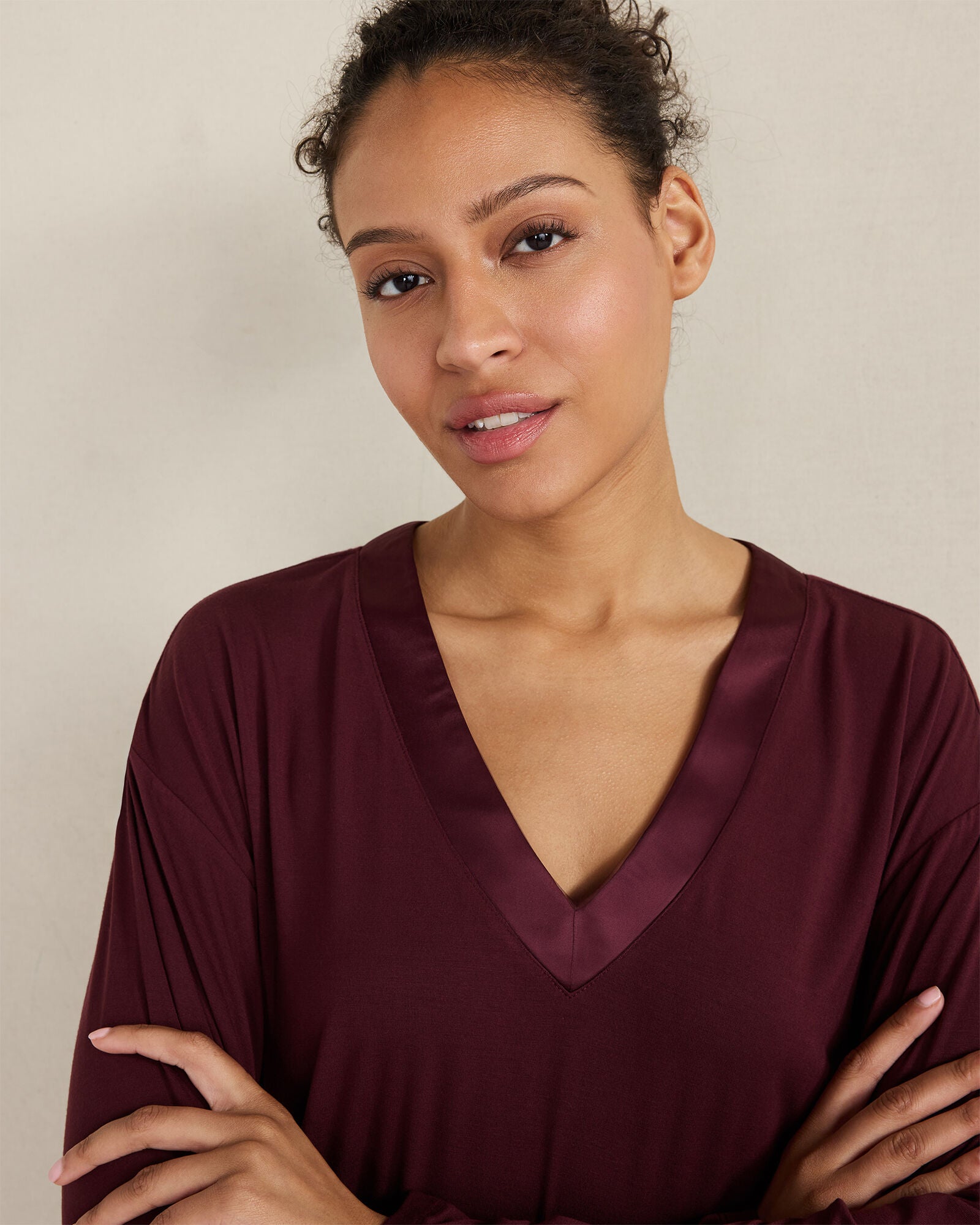 BURGUNDY BERRY|TRUE NAVY CALM & COOL LONG SLEEVE SLEEP TOP | Talbots near me