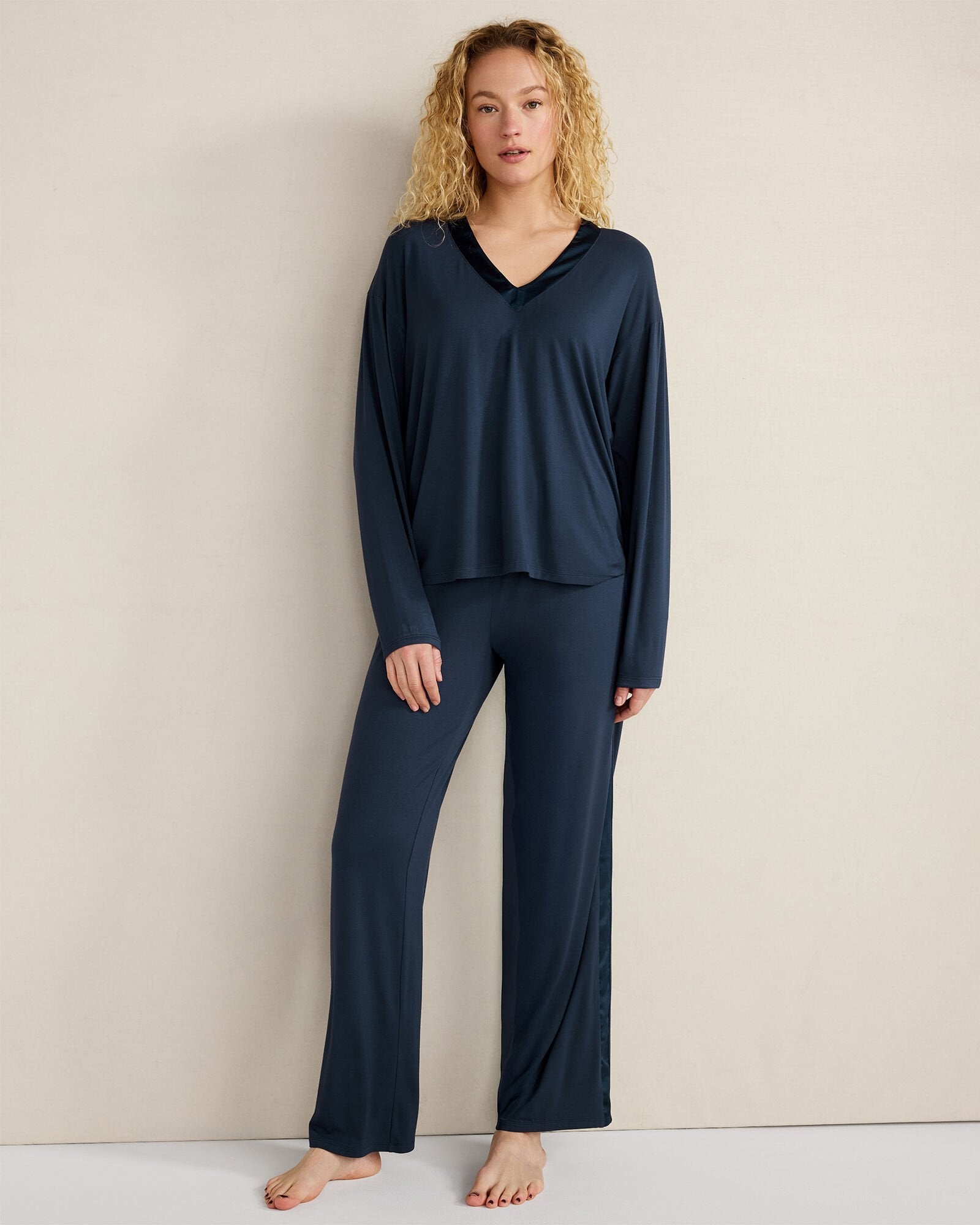 BURGUNDY BERRY|TRUE NAVY CALM & COOL LONG SLEEVE SLEEP TOP | Talbots near me