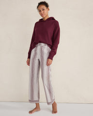IVORY/BURGUNDY BERRY ORGANIC COTTON POPLIN FADED STRIPE PAJAMA PANTS | Talbots outlet