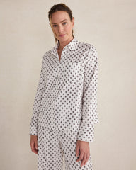 IVORY MULTI TILE FLORAL ORGANIC COTTON BLEND FLORAL TILE PAJAMA TOP | Talbots for sale