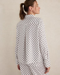 IVORY MULTI TILE FLORAL ORGANIC COTTON BLEND FLORAL TILE PAJAMA TOP | Talbots for sale