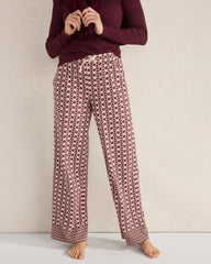 IVORY MULTI FOULARD ORGANIC COTTON JERSEY IKAT PAJAMA PANTS | Talbots on sale