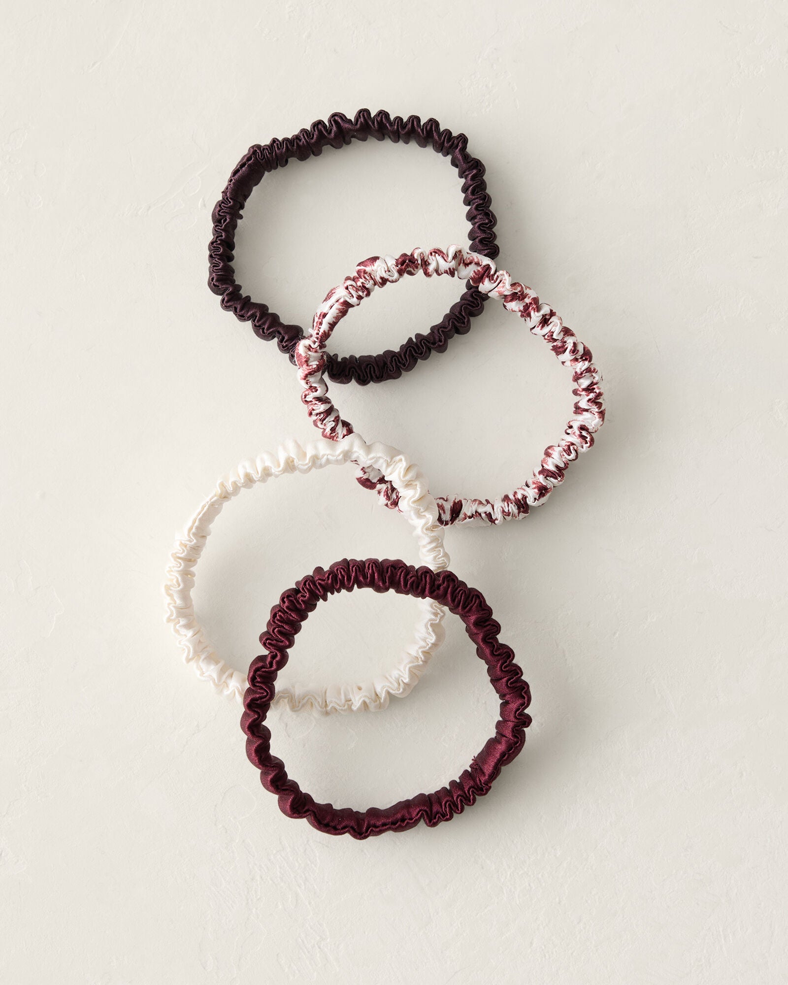 IVORY/BLK CURRANT/BURGNDY WASHABLE SILK HAIR TIES — ANIMAL DOT MULTI | Talbots near me