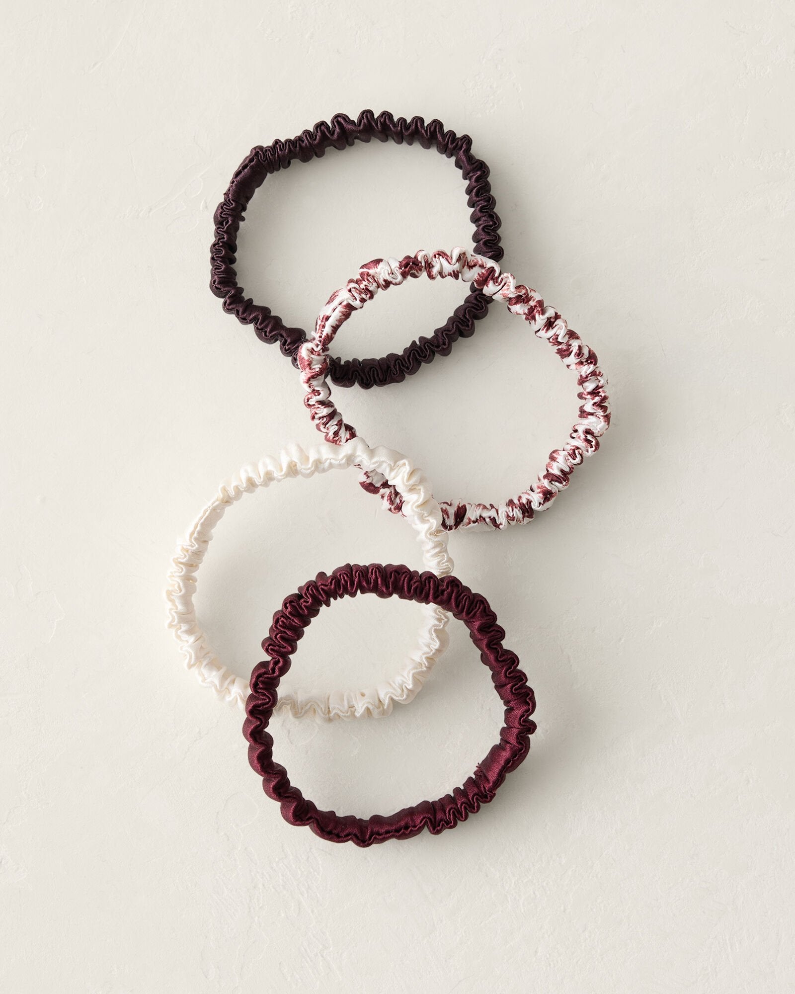 IVORY/BLK CURRANT/BURGNDY WASHABLE SILK HAIR TIES — ANIMAL DOT MULTI | Talbots on sale