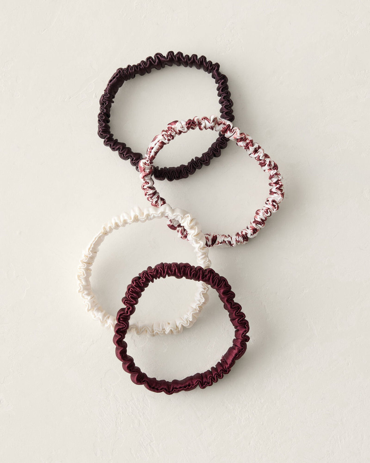 IVORY/BLK CURRANT/BURGNDY WASHABLE SILK HAIR TIES — ANIMAL DOT MULTI | Talbots on sale