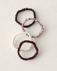 IVORY/BLK CURRANT/BURGNDY WASHABLE SILK HAIR TIES — ANIMAL DOT MULTI | Talbots on sale